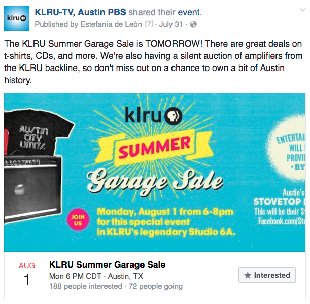 KLRU link garage sale