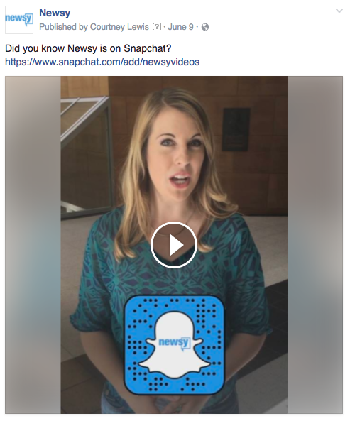 Newsy Snapchat video invite