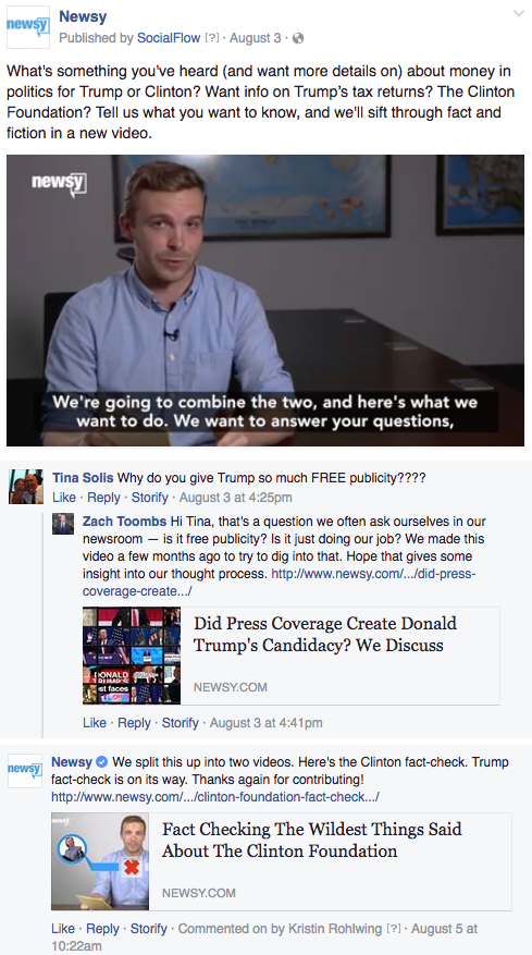 Newsy Trump Clinton money