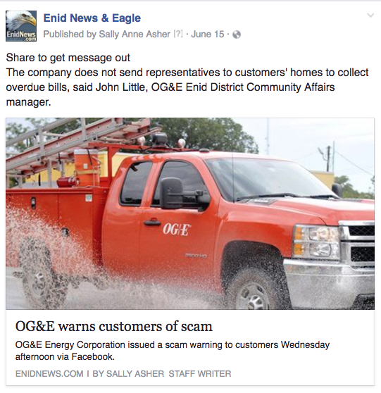 Enid overdue bills scam