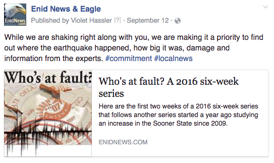 Enid earthquake series