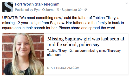 FW missing girl