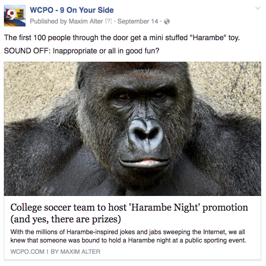 WCPO Harambe giveaway