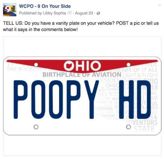 WCPO vanity plates