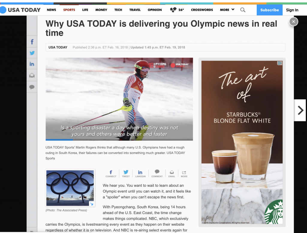 When the Olympics took place in a time zone 14 hours ahead of most U.S. audiences, USA TODAY faced complaints about "spoilers" in their coverage. This post explained why they prioritize sharing information as it happens, rather than waiting for prime time. Plus, they offered a few tips to help readers customize their notifications, good knowledge to share in many situations.