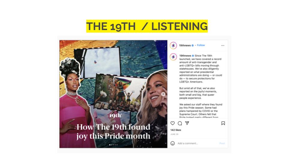 A screenshot of a pride instagram post from The 19th