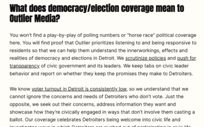 Explain your election coverage goals with a mission statement and FAQ page